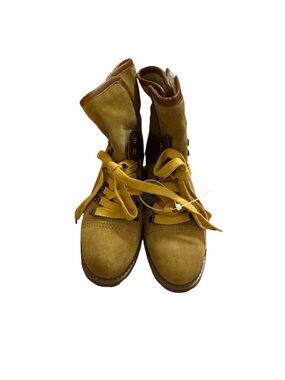 FYRE Mustard Suede Lace-Up Ankle Boots